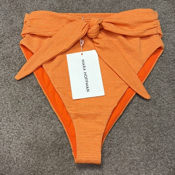 Mara Hoffman Goldie Orange High Waisted Bikini Bottom - Picture 2 of 5